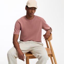 Camiseta de punto de algodón, con cuello redondo