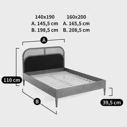 Cama de terciopelo y rejilla con somier Buisseau