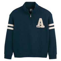 Sudadera de cuello camionero, insignia de rizo, de felpa