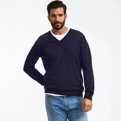 Jersey con cuello en pico de lana merino