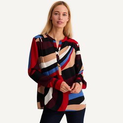 Blusa con cuello tunecino, estampado gráfico