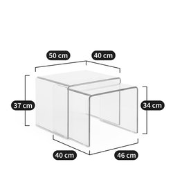 Lote de 2 mesitas auxiliares de cristal templado, Cristalline