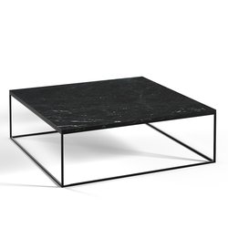 Mesa de centro metálica de acero negro y mármol, Mahaut