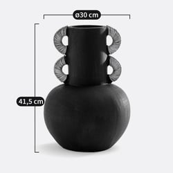Jarrón decorativo de cerámica y mimbre al. 41,5 cm Kuro