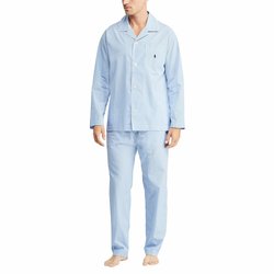 Pijama largo de popelín con estampado vichy