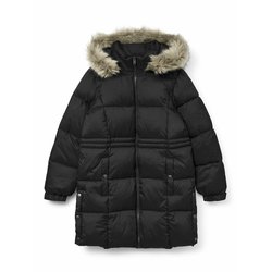 Chaqueta larga acolchada con capucha con pelo