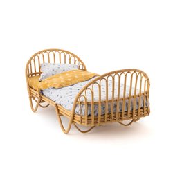 Cama infantil vintage de ratán con somier Malu