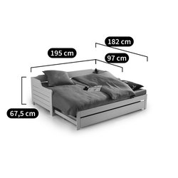 Cama banco extensible, con cajón y somier, Grimsby