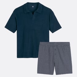 Pijama corto con camiseta de manga corta con cuello de polo