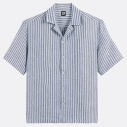 Camisa recta de manga corta de lino