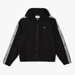 Chaqueta con capucha y cremallera y rayas con logotipo