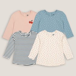 Lote de 4 camisetas cuello redondo, manga larga