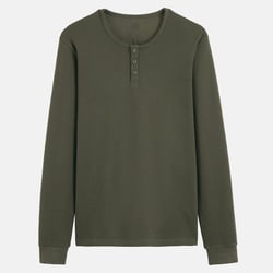 Camiseta con cuello tunecino y manga larga