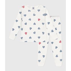 Cotton Heart Print Pyjamas with Long Sleeves PETIT BATEAU image
