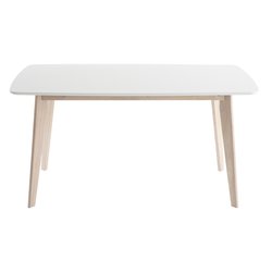 Table à manger scandinave blanc et bois clair rectangulaire L150 cm LEENA MILIBOO image