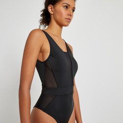 Купальник цельный со вставками из тюля LA REDOUTE COLLECTIONS image