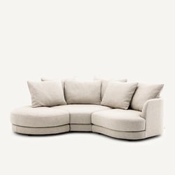 Rechtes, abgerundetes, modulares Halbsofa aus strukturierter Viskose und Leinen, TIBERIO AM.PM image
