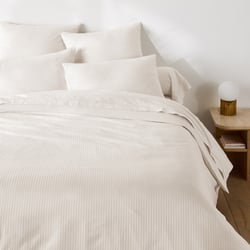 Opale Striped Cotton Satin 350 Thread Count Duvet Cover LA REDOUTE INTERIEURS image