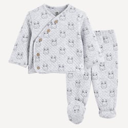 Ensemble 2 pièces matelassé, brassière et pantalon à pieds, lapins LA REDOUTE COLLECTIONS image
