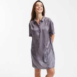 Gestreept nachthemd in satijn, korte mouwen LA REDOUTE COLLECTIONS image