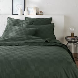 Victor Checkerboard Washed Cotton Satin Duvet Cover LA REDOUTE INTERIEURS image