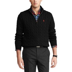 Pullover mit Stehkragen und Reissverschluss, Baumwolle mit Zopfmuster POLO RALPH LAUREN image