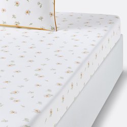 Paquita Floral 100% Washed Cotton Fitted Sheet LA REDOUTE INTERIEURS image
