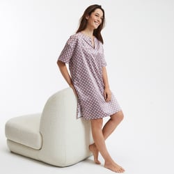 Chemise de nuit imprimée, satin, manches courtes LA REDOUTE COLLECTIONS image
