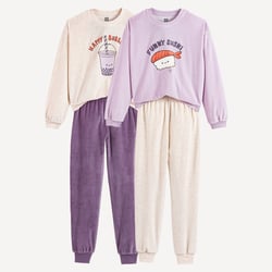 Комплект из 2 пижам из велюра с рисунками суши и бабл-ти LA REDOUTE COLLECTIONS image