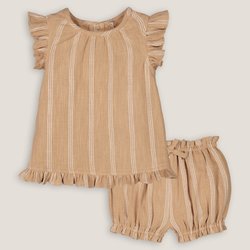 Conjunto de blusa y bloomer de gasa de algodón LA REDOUTE COLLECTIONS image