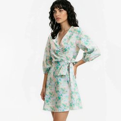 Vestido curto, mangas curtas, comprimento 3/4, estampado floral LA REDOUTE COLLECTIONS