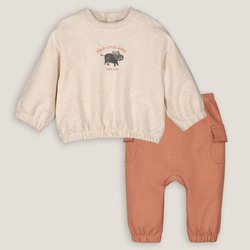 Cotton Mix Sweatshirt/Joggers Outfit LA REDOUTE COLLECTIONS image
