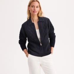 Gilet zippé col polo en maille torsadée ANNE WEYBURN image
