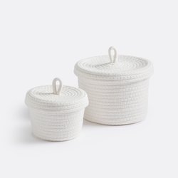 Set of 2 Cotton Baskets with Lid, Kesia LA REDOUTE INTERIEURS image