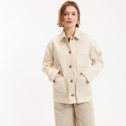 Veste style worker longue, coupe droite en denim LA REDOUTE COLLECTIONS image