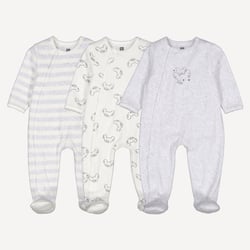 Lot 3 pyjamas 1 pièce velours, rayures et koalas LA REDOUTE COLLECTIONS image