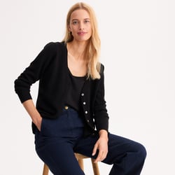 Gilet col V en fine maille, boutonné, très doux ANNE WEYBURN image