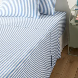Soizic Blue Cotton Flat Sheet LA REDOUTE INTERIEURS image