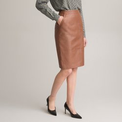 Falda recta de piel de cordero, semilarga ANNE WEYBURN image