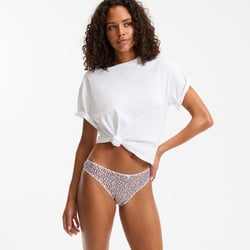 Lot de 3 slips en coton stretch, 2 unis, 1 imprimé léopard LA REDOUTE COLLECTIONS image