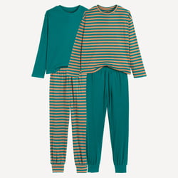 Lot de 2 pyjamas, en coton et fines côtes, à rayures LA REDOUTE COLLECTIONS image
