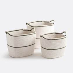 Lot de 3 paniers rectangulaires en coton, Kesia LA REDOUTE INTERIEURS image
