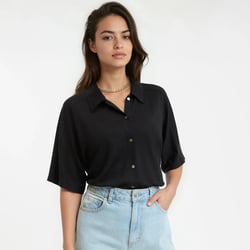 T-shirt en lin col polo, manches courtes LA REDOUTE COLLECTIONS image
