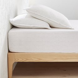 Linot Striped Washed Linen 30cm Flap Fitted Sheet LA REDOUTE INTERIEURS image