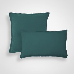 Housse de coussin en lin lavé, RÊVE DE LIN BLANC CERISE image