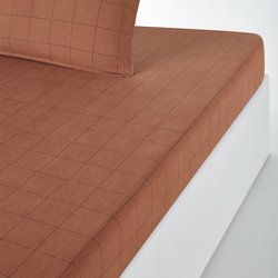 Monille Checked 100% Washed Cotton Fitted Sheet LA REDOUTE INTERIEURS image