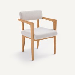 Fauteuil de table en chêne, coton et lin, Izag AM.PM image