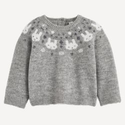 Pull col rond, en grosse maille, motif jacquard, boutonné au dos LA REDOUTE COLLECTIONS image