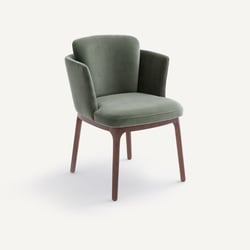 Fauteuil de table velours et pieds en noyer Jabote AM.PM image