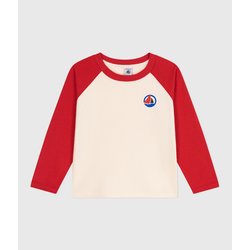 Camiseta de manga larga de algodón con bloques de color PETIT BATEAU image